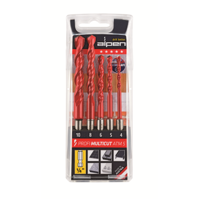 Alpen 5pc Profi Multicut Drill Set with 1/4" Hex Shank