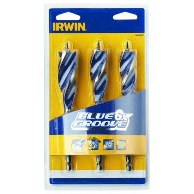 Irwin 10506627 6X Blue Groove Wood Drill Bit, 3 Pieces