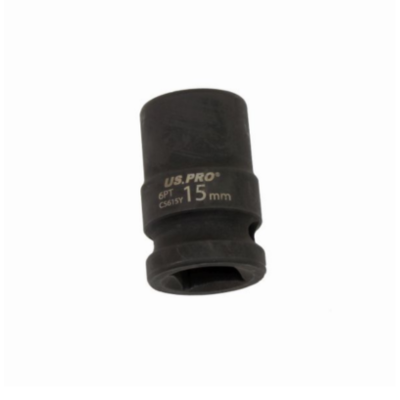 US PRO SINGLE 1/2" DR 15MM 6PT IMPACT SOCKET EUR