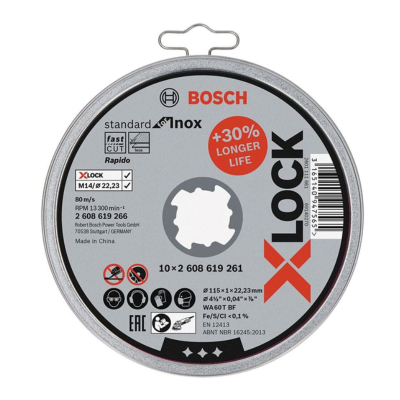 BOSCH 115MM THIN X-LOCK DISC TIN 10