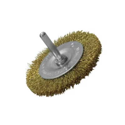 SIT 100mm x 16mm x 6mm Shaft Brass Plated Crimped Wheel Brush GG103